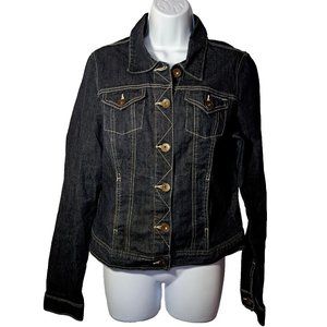 CALVIN KLEIN Jeans DENIM jacket Sz LARGE dark blue COTTON BLEND STUNNING COND !